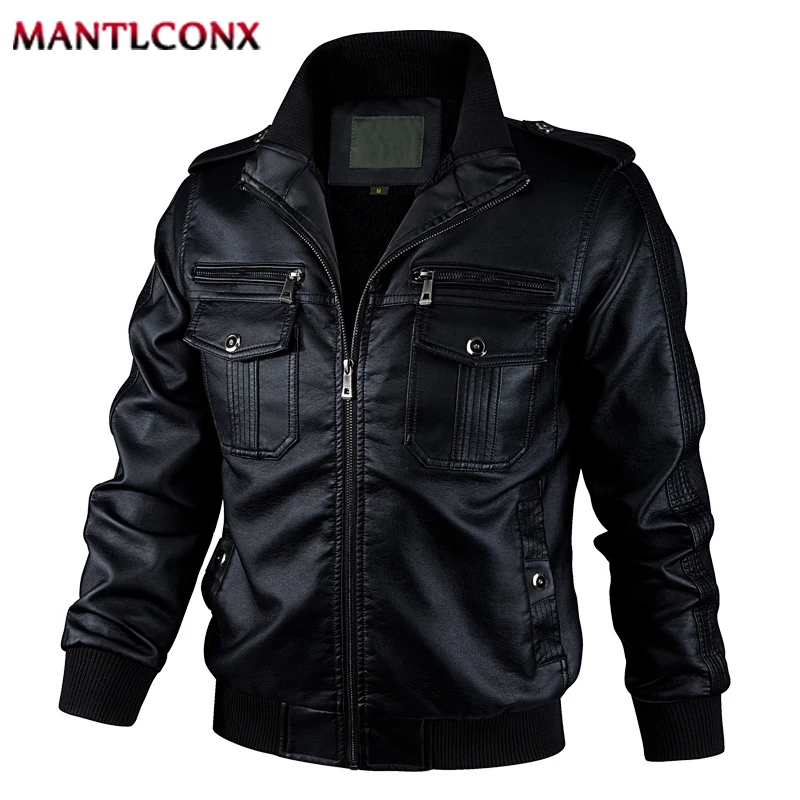 New Classic Motorcycle Men\'s Leather Jacket PU Leather Coat Men Windbreak Biker Leather Jacket Men Autumn Winter Outerwear 3XL