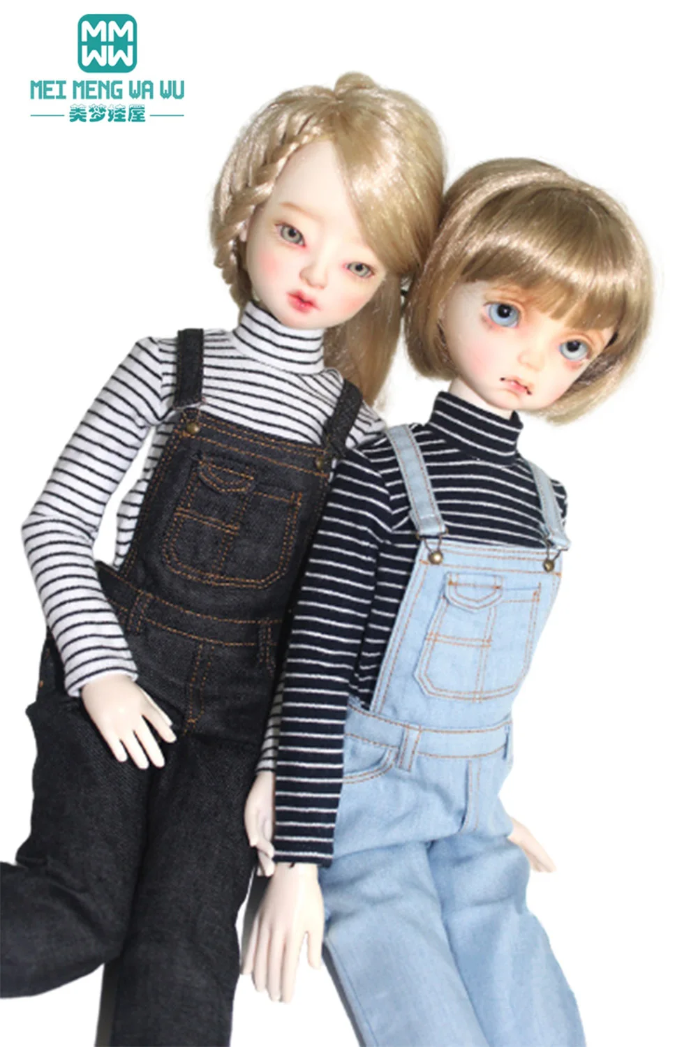 BJD Dolls Accessories Clothes Fits 43-45cm 1/4 MSD MK YOSD Fashionable PU Leather Clothes Denim Overalls Vests