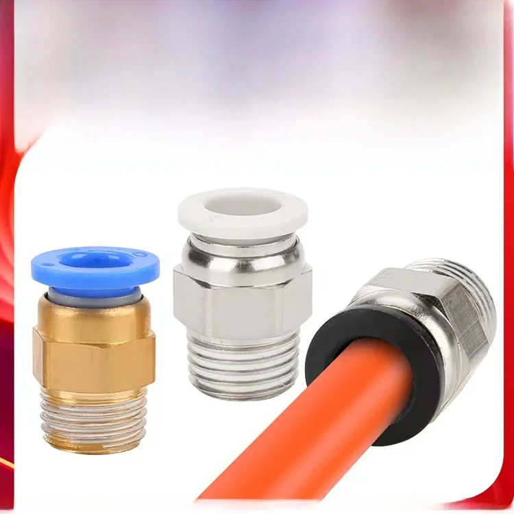 Quick Connect Tube Fitting Direct through Air Motion Fast Connector Copper External Thread Air Nozzle PC80210031204