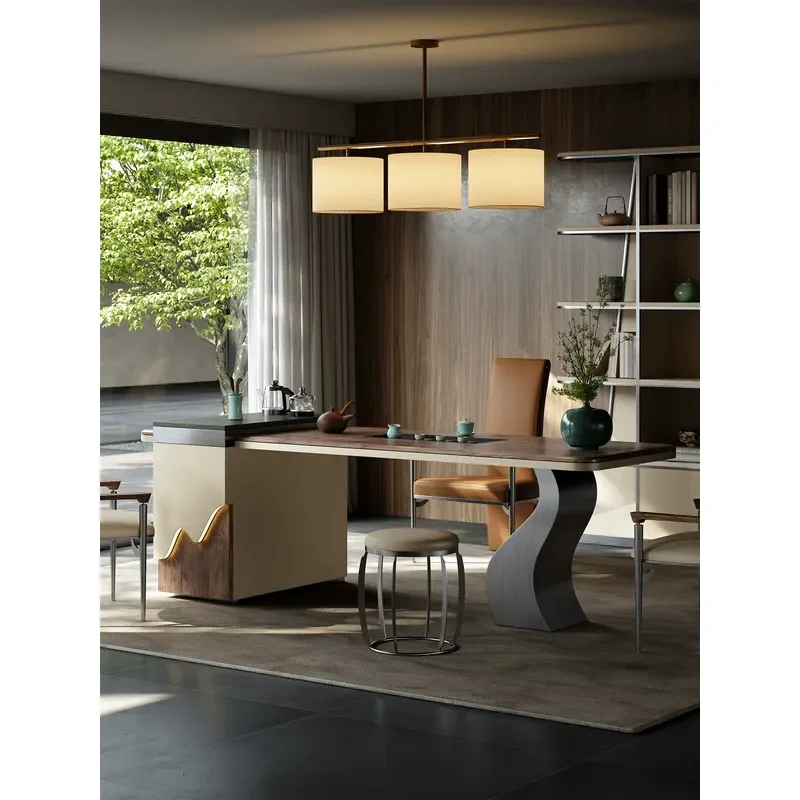 Black Walnut Tea Table Modern Light Luxury High End Kettle Integrated Design Guangdong Foshan Premium Living Room Furniture