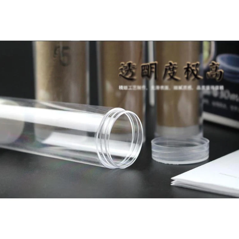 Multiple Clear Round Cases Coin Display Storage Plastic Protective Tube Holder Storage Boxes Applied 1pcs