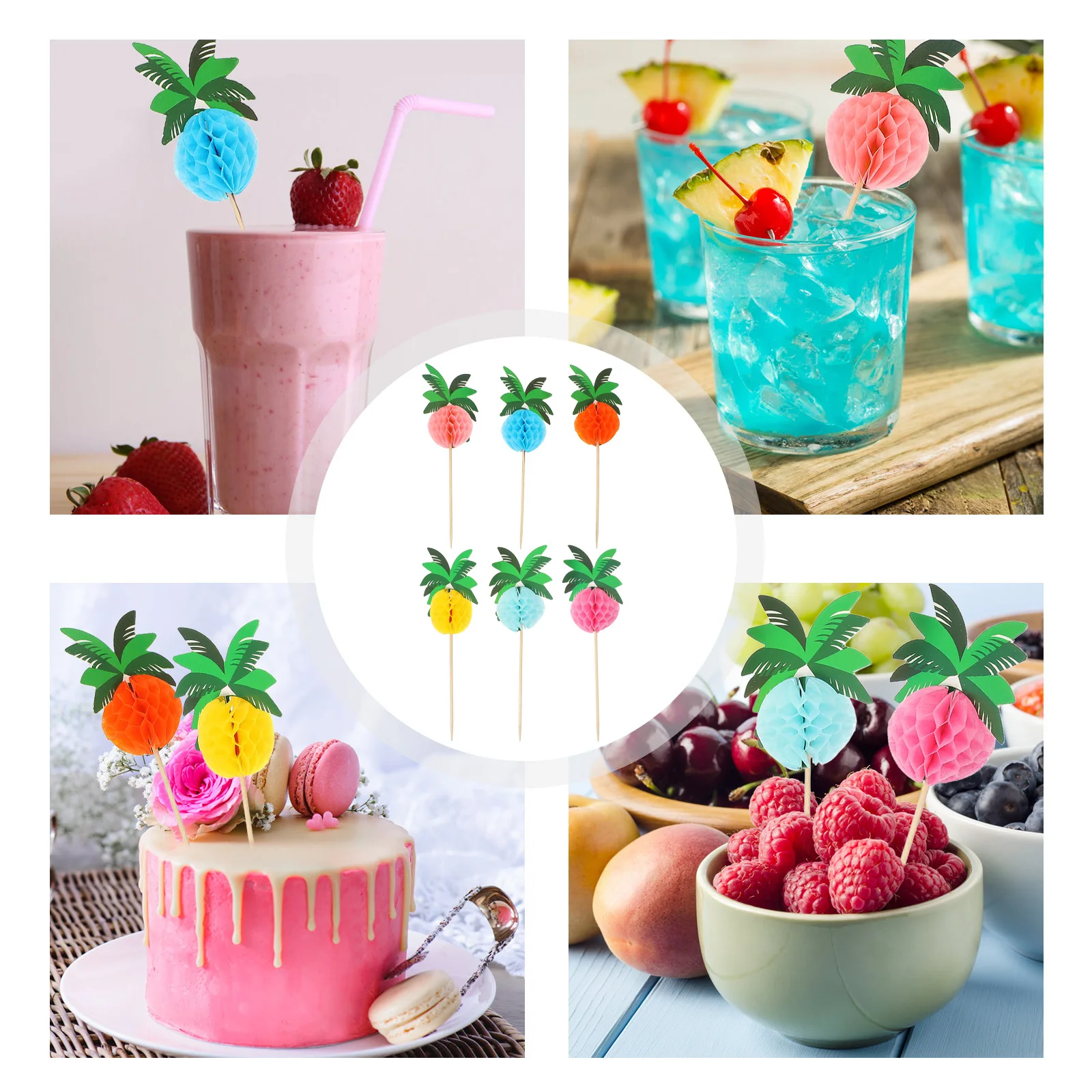 

50Pcs Coconut-Tree Fruit Sticks Sustainable Disposable Food Picks for Festive Snack Cake Cheese Fruit Display Party Supplies