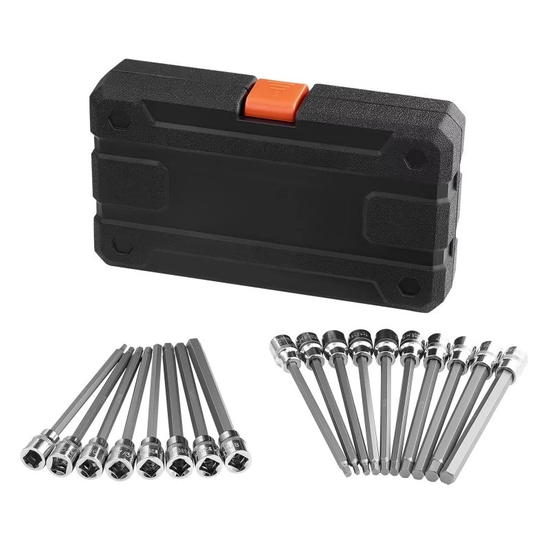 18-Piece extra-long 3/8-inch hex wrench sleeve set