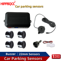 HIPPBQCC Car Parking Sensor Kit 4 Sensors Buzzer 22mm Reverse Backup Radar Sound Alert Indicator Probe System 12V Free Shipping