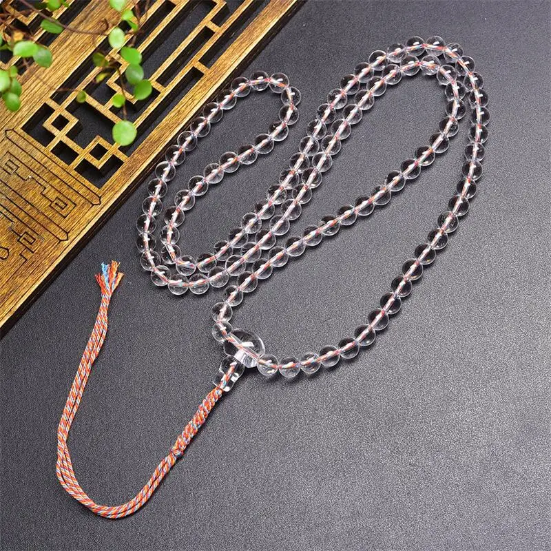 

8MM Natural Clear Quartz Buddha 108beads Bracelet Women Beautiful Colorful Crystal Energy Healing Fashion Gemstone Jewelry