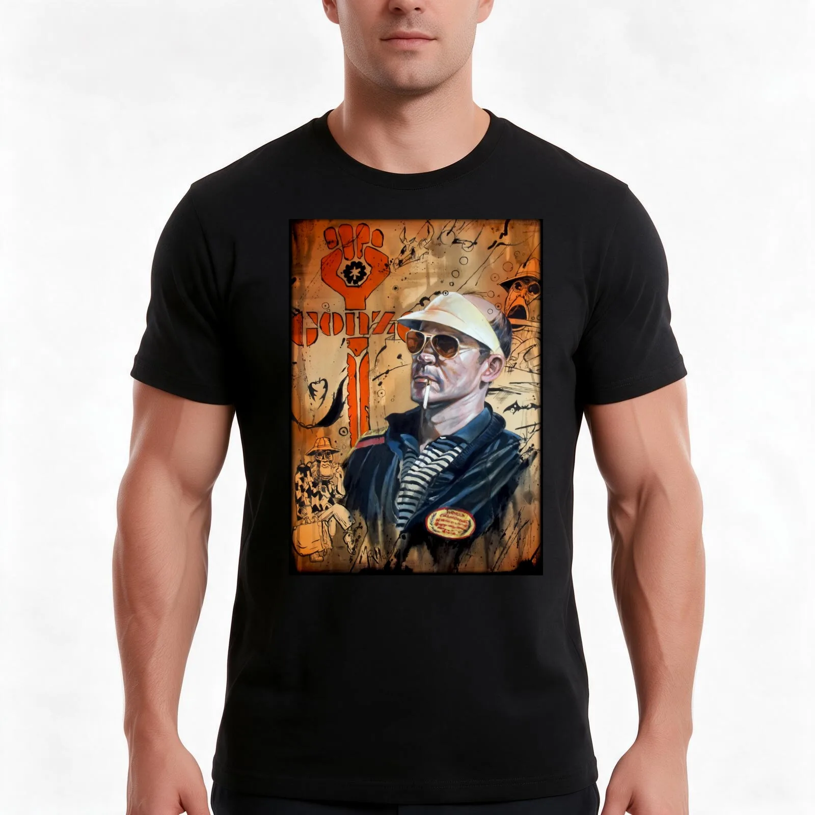 Hunter S. Thompson Tribute T-Shirt, Summer Casual Cotton Tee, Oversized Streetwear Tops, Vintage Graphic Print, Unisex Men Women