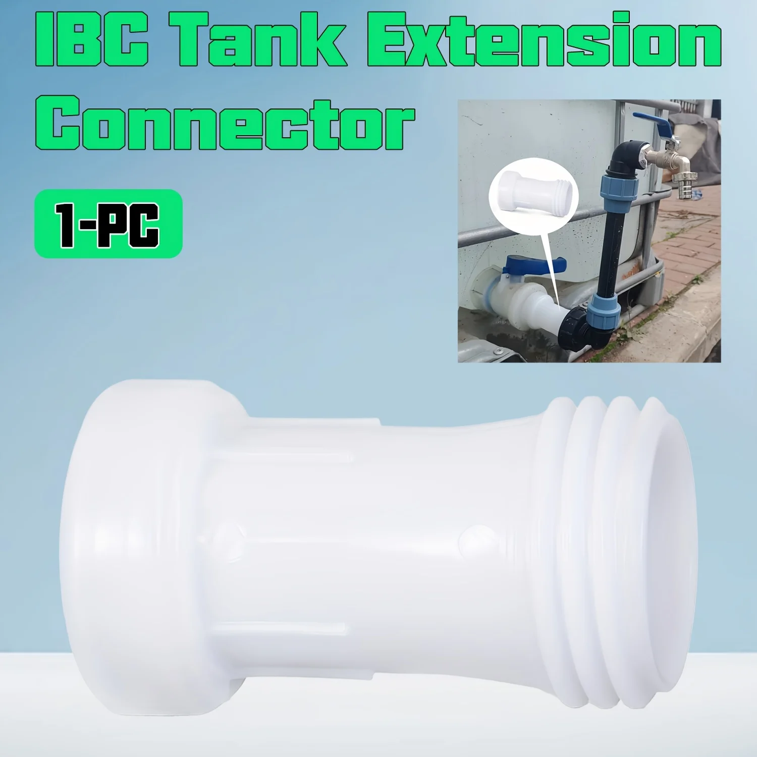 IBC Tank Pipe Extension Adapter, white rustproof accessory for rain barrel drainage, simple to mount for daily use