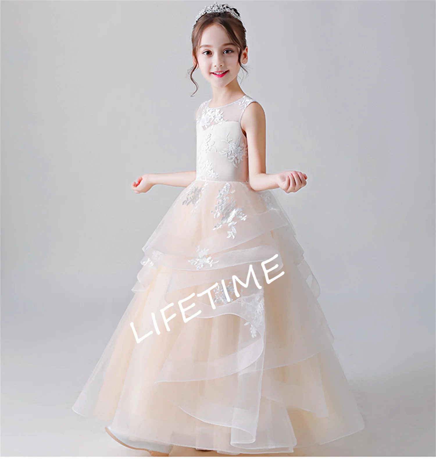 Tulle Flower Girl Dresses For Wedding and Party Long Princess Pageant Dress Junior Bridesmaid Dress Formal Kids Birthday Gown