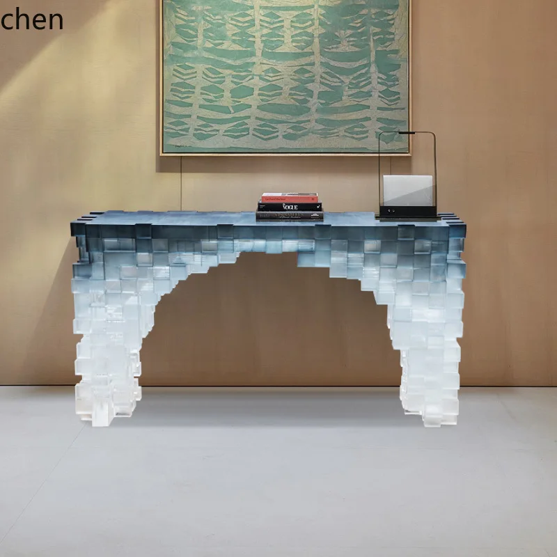 WL simple modern entrance entrance desk against the wall long table acrylic Rubik's Cube Ruijingtai villa living room table