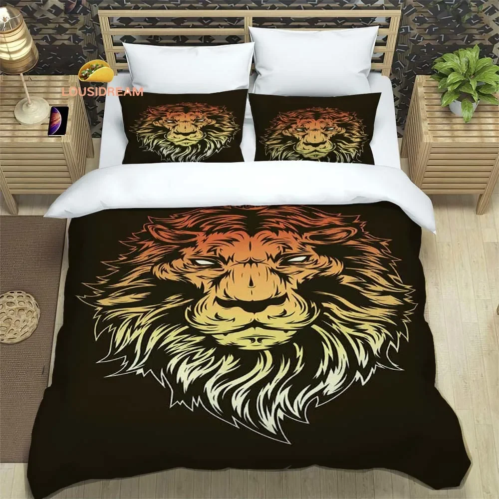 

Majestic Lion Print Sheet Quilt Covers Bedding Dormitory Sheets Three-piece Bedding Set Three-piece Soft Warm Bedding Set