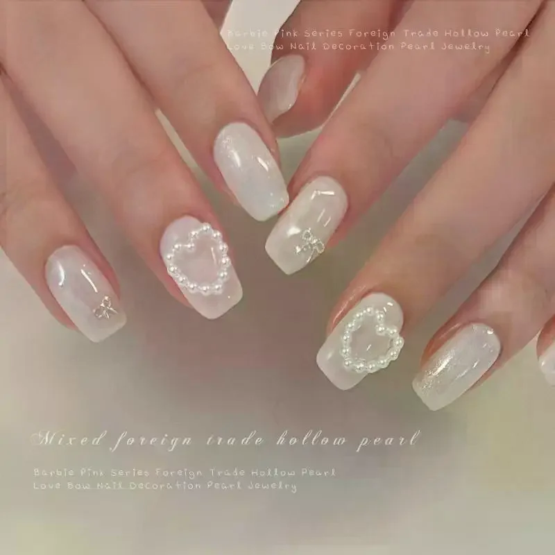 Flat Bottom Pearl Macaron Nail Art Ornament Colorful Bow Circle Design for Nail DIY and Salons