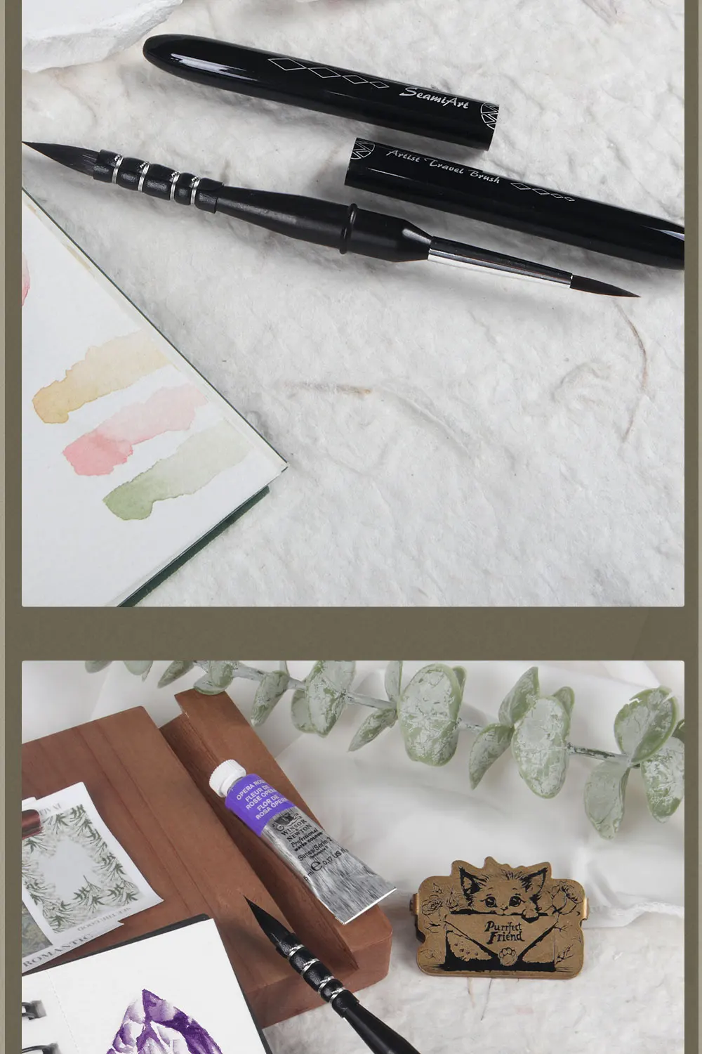 SeamiArt 1 Stück Künstler-Reisepinselstift mit zwei Spitzen, tragbar, Aquarell-Eichhörnchenhaar, französischer Malpinsel für Kunstbedarf – Detail 11