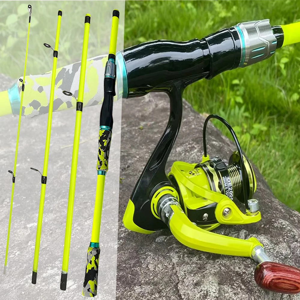 1.8/2.1m Lure Fishing Rod Set ML Action Spinning Rod With High Speed 5.2：1 Reel Combo Lure Test 3.5-14g for Squid Fishing Travel