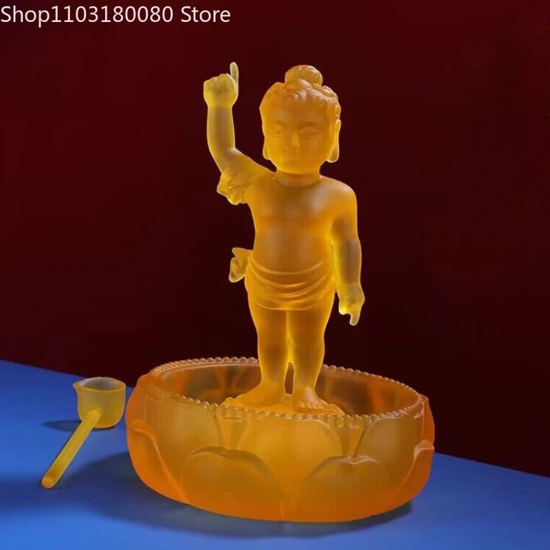 1set 15cm Resin Prince Buddha Bathing Statue Set Young Sakyamuni Baby Buddha Ritual Bath Kit