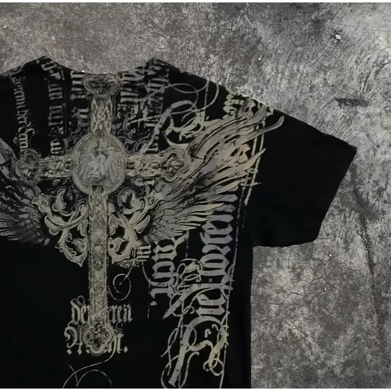 Southpole Y2K Vintage Cotton Graphic Tee Distressed Oversized Unisex T Shirt Gothic Print Streetwear Retro Soft Top 2026