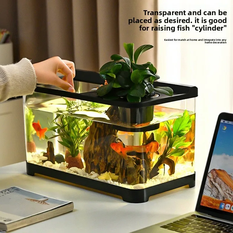 

ornamental fish tank desktop ecological landscaping fish tank imitation glass transparent fish tank lizard accessories