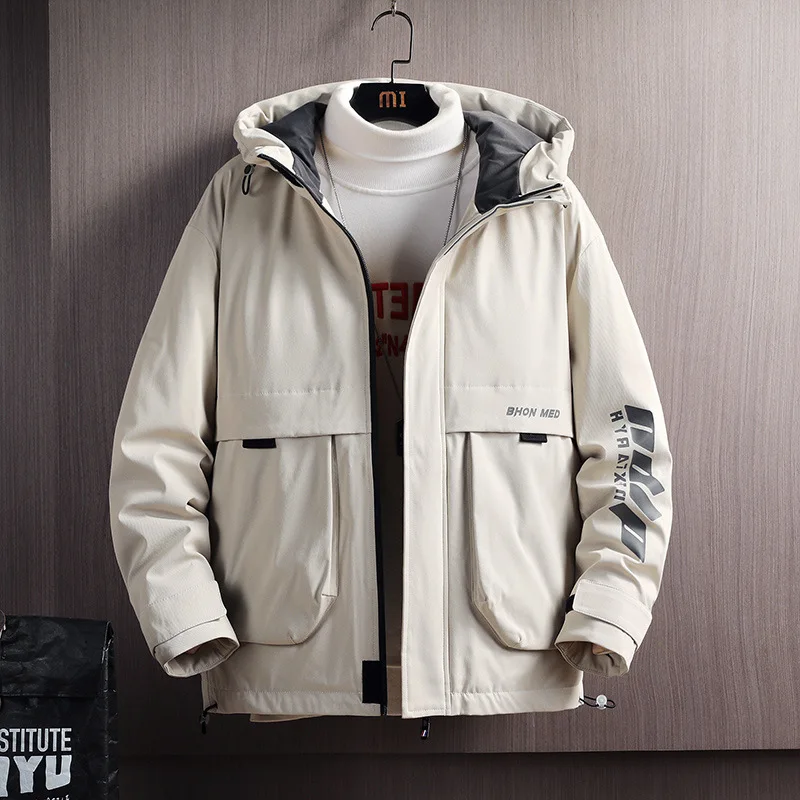 

2024 Winter Puffer Men's Hiking Jacket Parka Thicken Jackets Male Long Sleeve Coat Casual Zip Up Outdoor Windbreakers