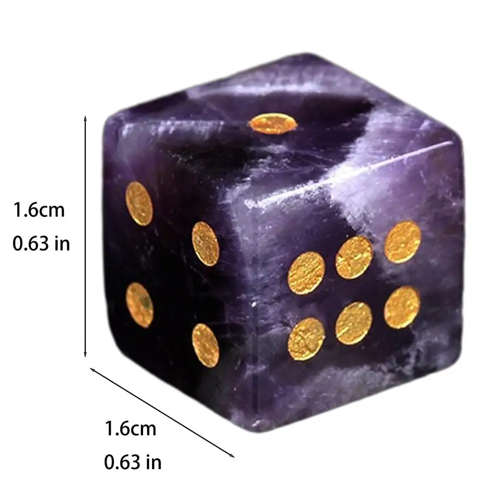 Portable Game Dice Natural Hand Carved Stone Dice Set Mini Healing Faux Dice with Golden Dots 6-sided Gaming for Board Games