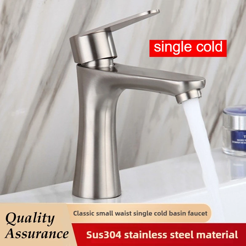 

Water Gun Gray for Kitchen Cabinet Sink Brushed Stainless Steel Washbasin Faucet Single Cold