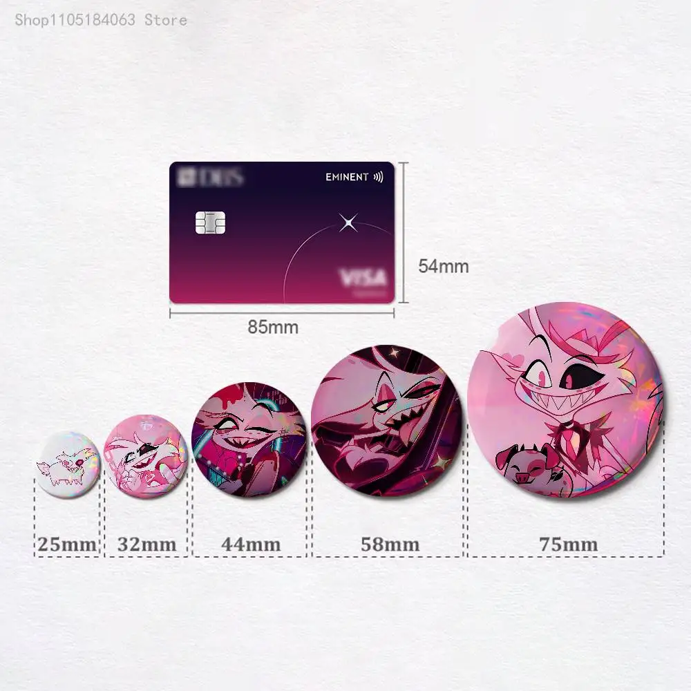 A-Angel H-Hazbined H-HotelES Badges 25 32 44 58 75 mm Round Cosplay Pin Bag Decor Fans Collect Friends Gifts Brooch Souvenir