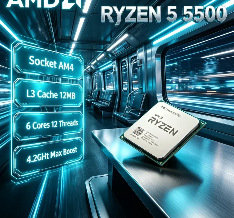AMD R5 5500 Light Short Video Clip Editing CPU 6 Core 12 Thread 4.2GHz AM4 16MB L3 Cache 65W Creation Processor No Cooler view 2