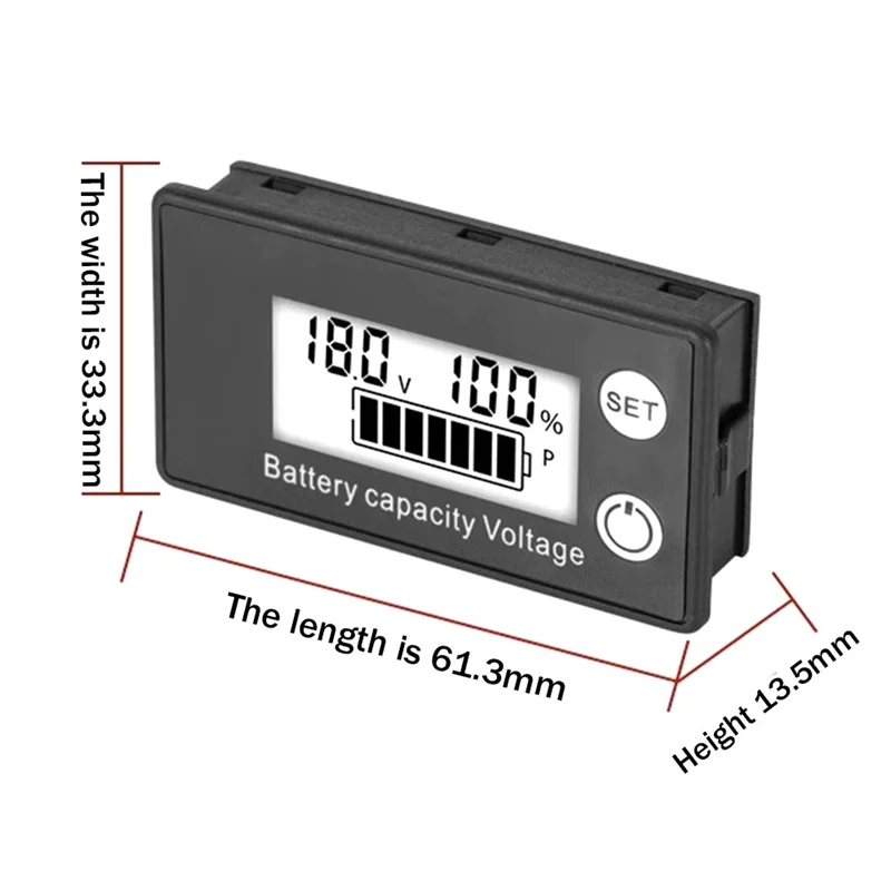 AA89-LCD Kristal Cair 8-100V Baterai Voltmeter Deteksi Daya Mobil Modul Tampilan Kapasitas Baterai Lithium Digital, Tahan Lama