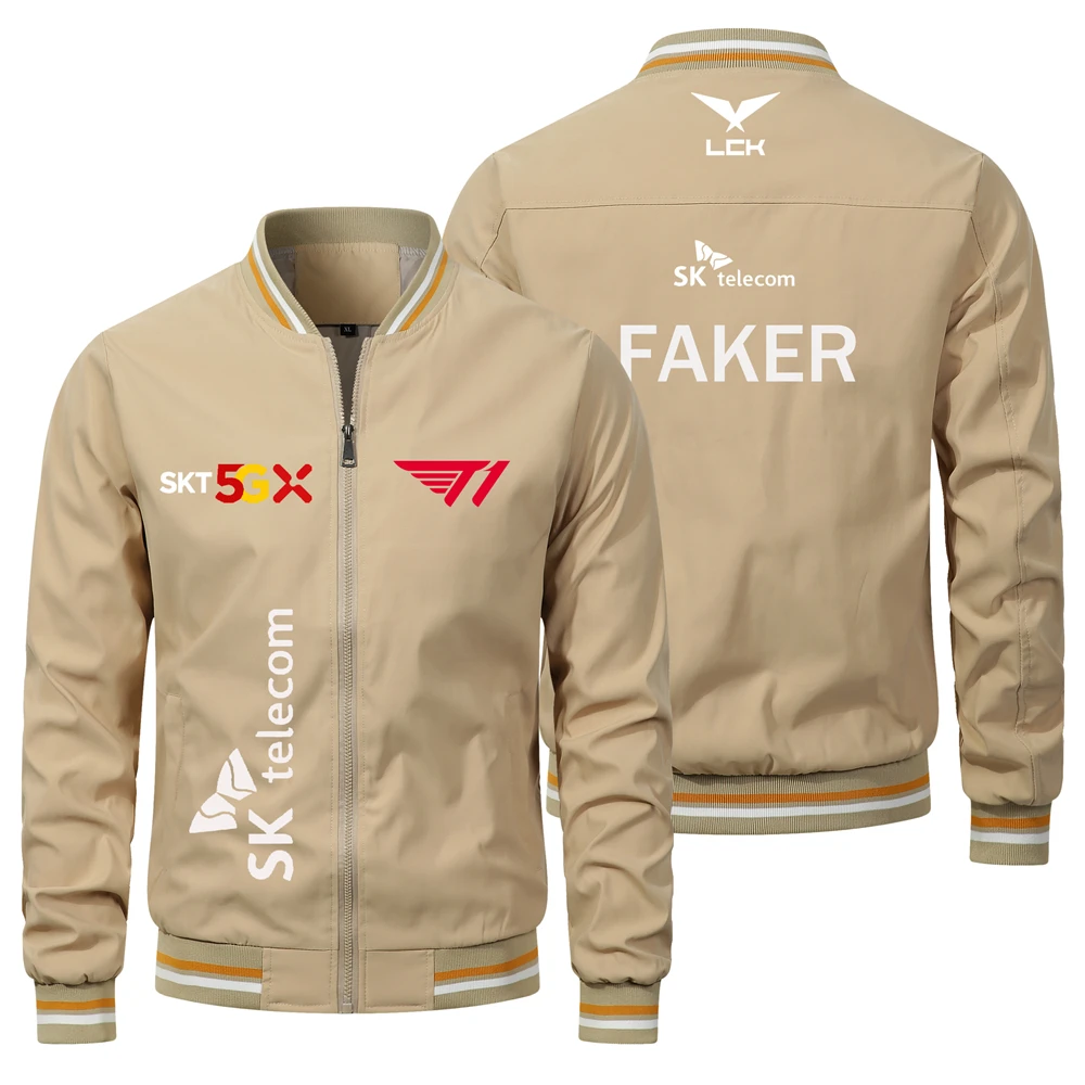 New SKT T1 Esports Team Men\'s Jacket LOL Global Finals Support Team Set FAKER Fan Suit Casual Fashion Men\'s Bomber Jacket