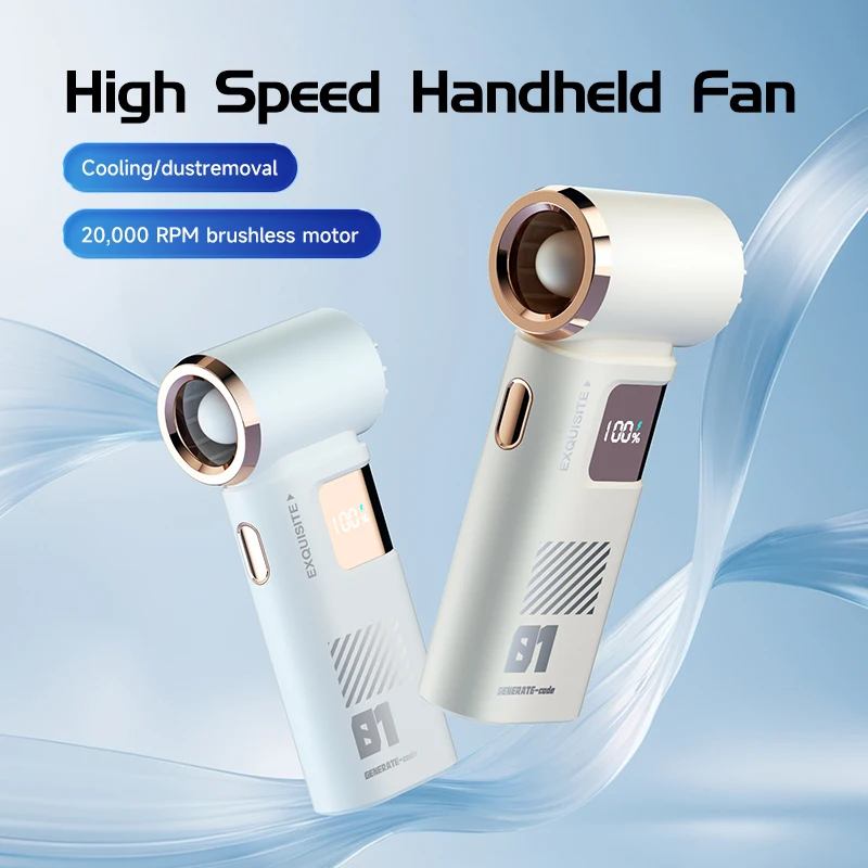 For creative fashion mecha, portable digital display handheld fan，high-speed 120 speed turbo small air cannon