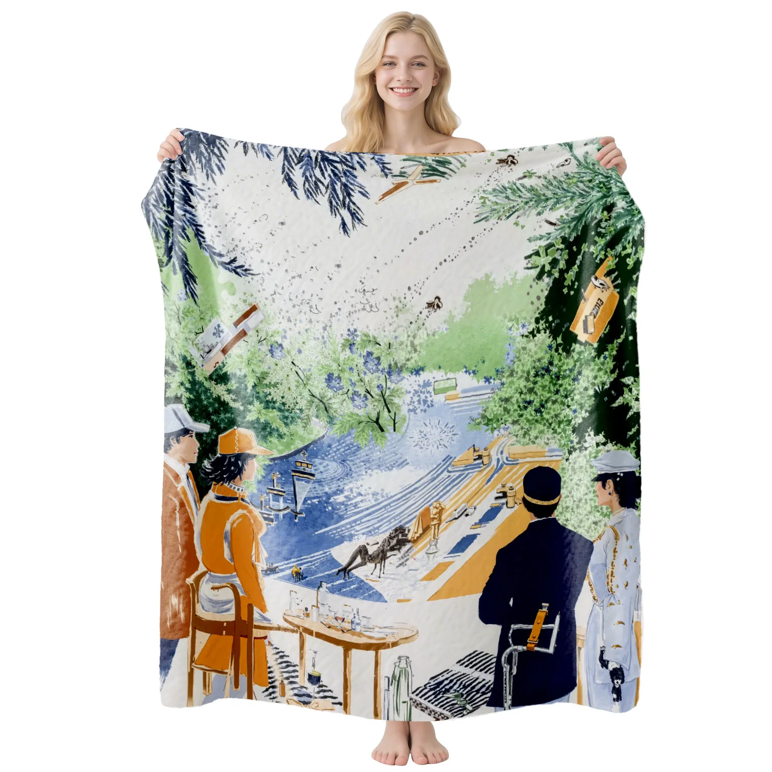Artistic Illustration Fleece Blanket Armchair Dalmatian Dog Print Cozy Throw Couch Cover Sofa Bedding Travel Blankets