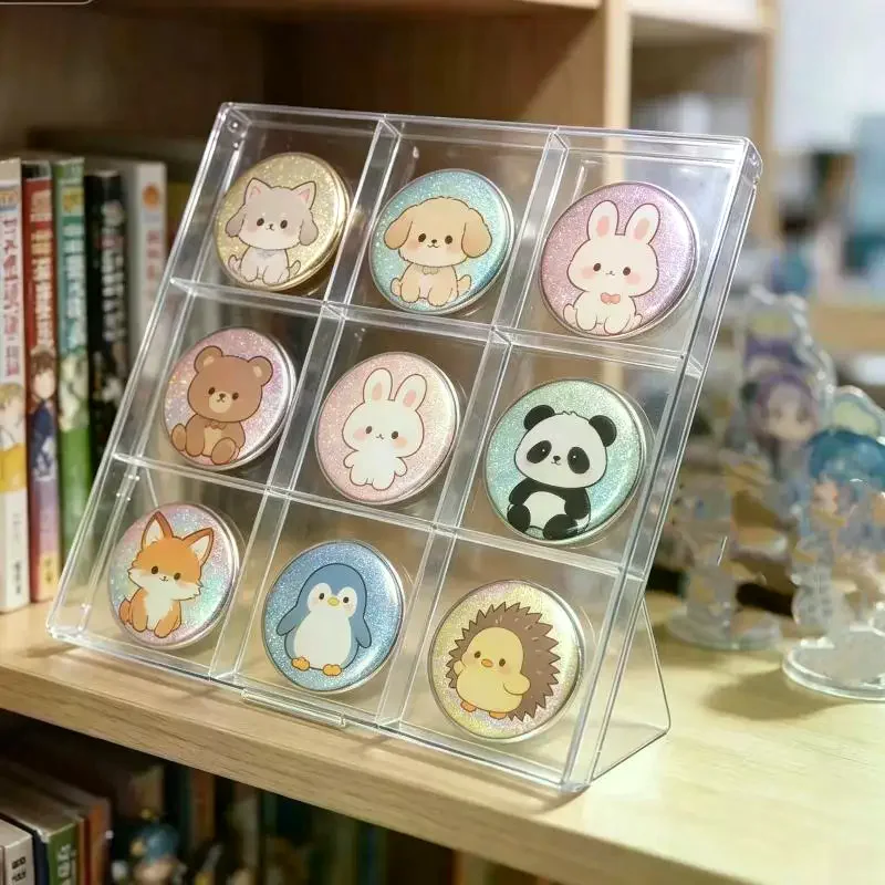 /GJ/Display Stand 9-Grid Desktop Storage Organizer Anime Pin Dedicated Storage Display Plastic Badge