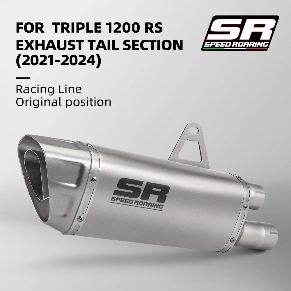 Slip On Dual Outlet Exhaust Tail Muffler Direct Fit Original Stock Mount Fit Triumph Triple 1200 RS 2021-2024 Motorcycle Modifie