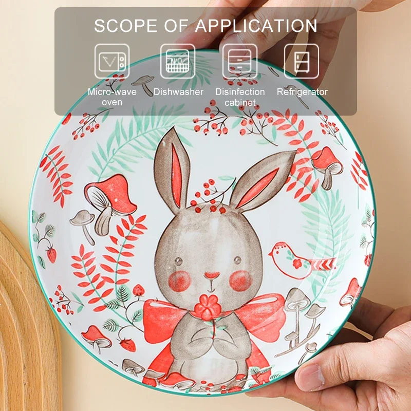 Cartoon Forest Animals theme Bakeware Underglaze Ceramic Single Bowl Baking Pan Salad Plate Household Kitchen Supplies Tableware