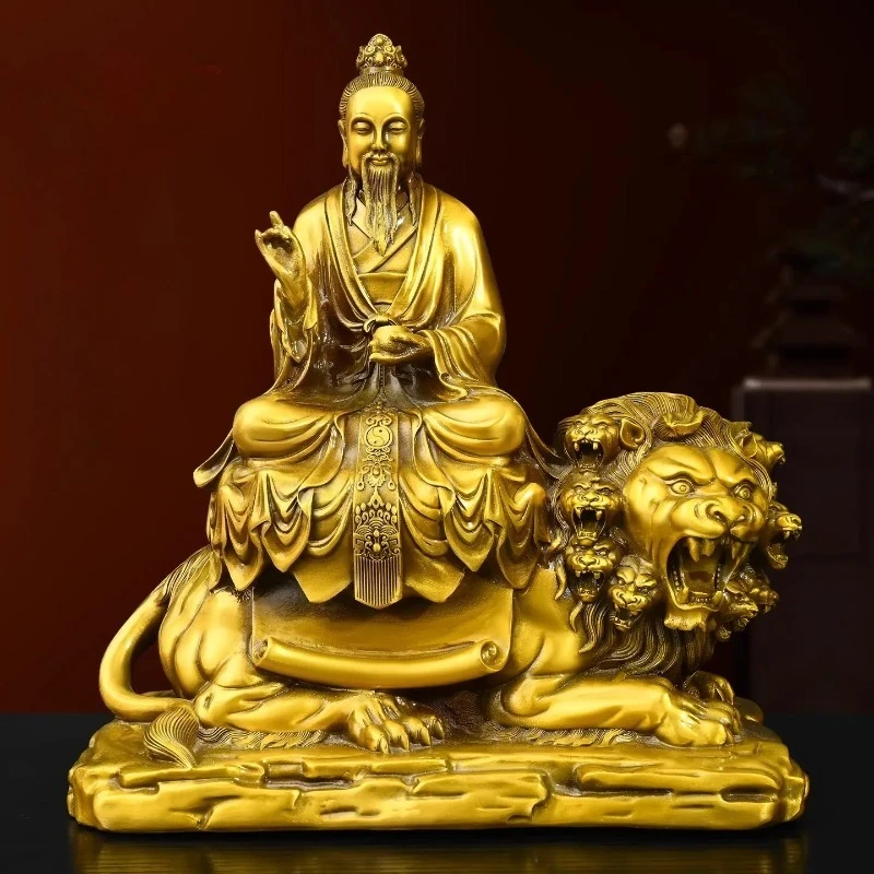 Pure Copper Taoist Deity Figurine Celestial Worthy Savior From Suffering for Home Living Decor