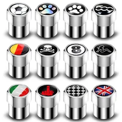 High Quality 4Pcs/set Car Tire Valve Caps Premium Metal Rubber Seal Tire Valve Stem Caps Dust Proof Covers Universal fit for Car