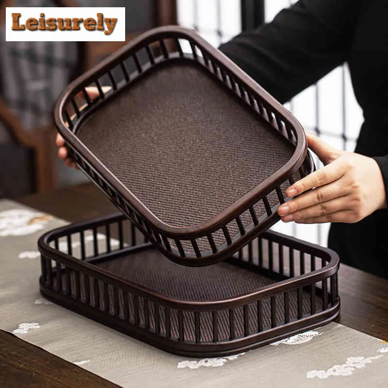 

Walnut Color Bamboo Wood Storage Basket Rectangular Fruit Tray Household Tea Set Placement Basket Tea Tray Room Dim Sum Plate