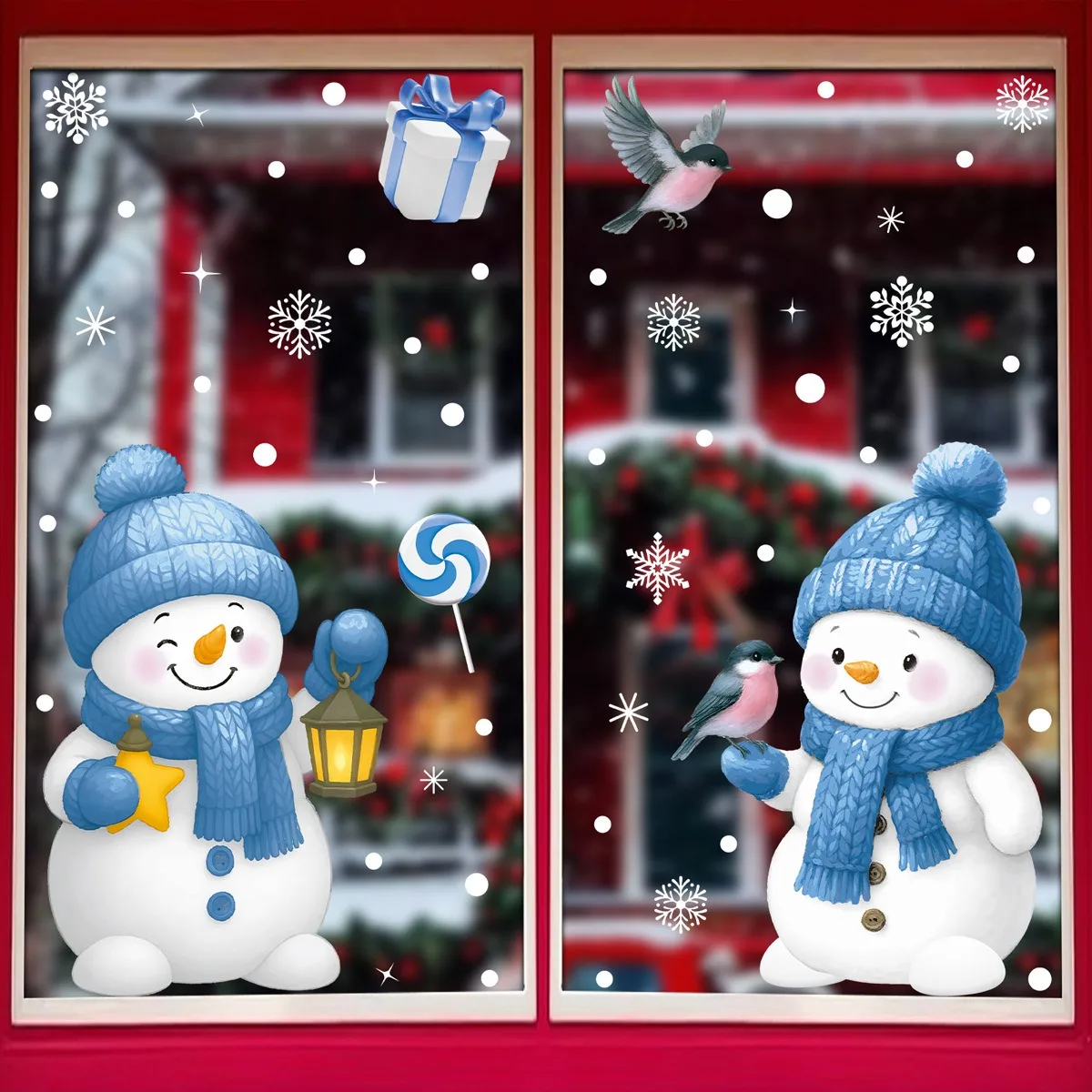 

Christmas Electrostatic Stickers Lovely Snowman Window Stickers Snowflake Gift Bird Noel 2025 Merry Christmas Dec Happy New Year