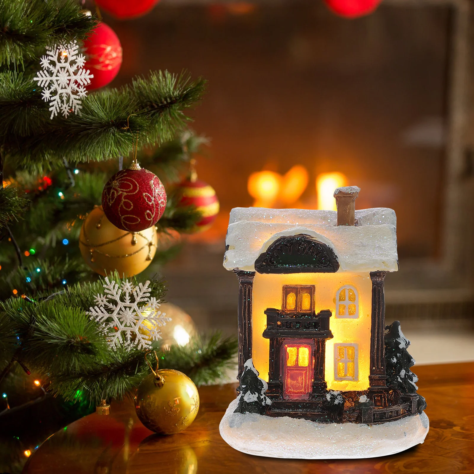 Bauble de natal decoração de outono mini casa ornamento pequenas decorações modelo de resina de mesa
