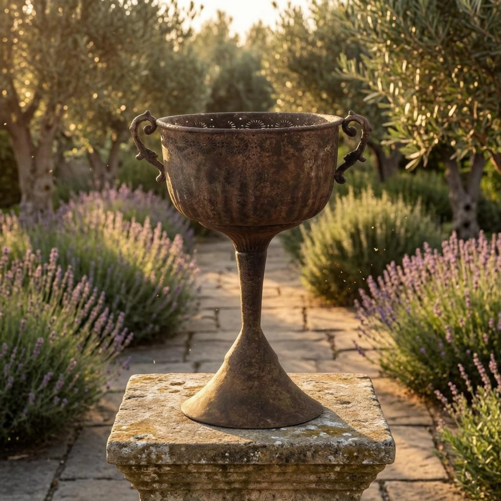 Handcrafted Look Classic Urn Planter Weathered Finish Pedestal Planter Urn Vase Stylish Flower Planter for Garden Display