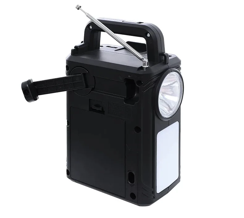 Bluetooth multibanda de manivela generación de energía radio linterna solar teléfono móvil iluminación de carga usb