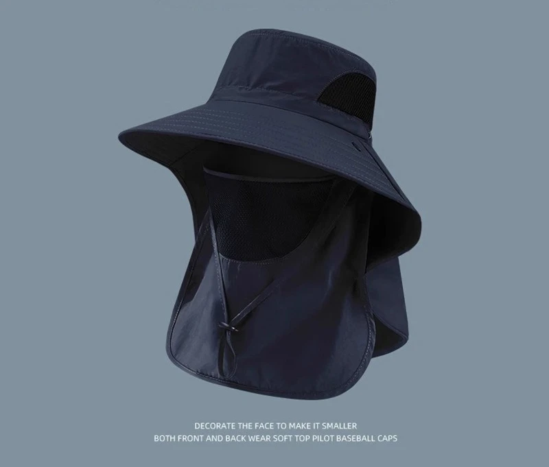 UV Protection Outdoor Sun Hat for Men and Women , Wide Brim Breathable, Fishing Hat with Neck Flap and Breathable Face Mask