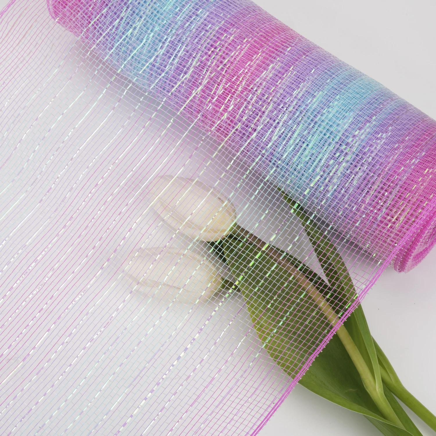 4 Rolls 10 Inch x 30 Feet Polyester Decorative Mesh ribbon with Metallic for holiday, New year  Wreaths, carft, front door decor