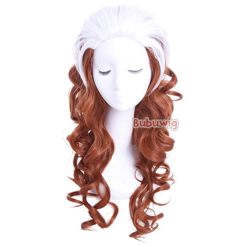 Bubuwig Kunst haar Anna Marie Cosplay Perücken x Männer Rogue Anna Marie 60cm lang lockig gewellt braun gemischt weiße Perücke hitze beständig