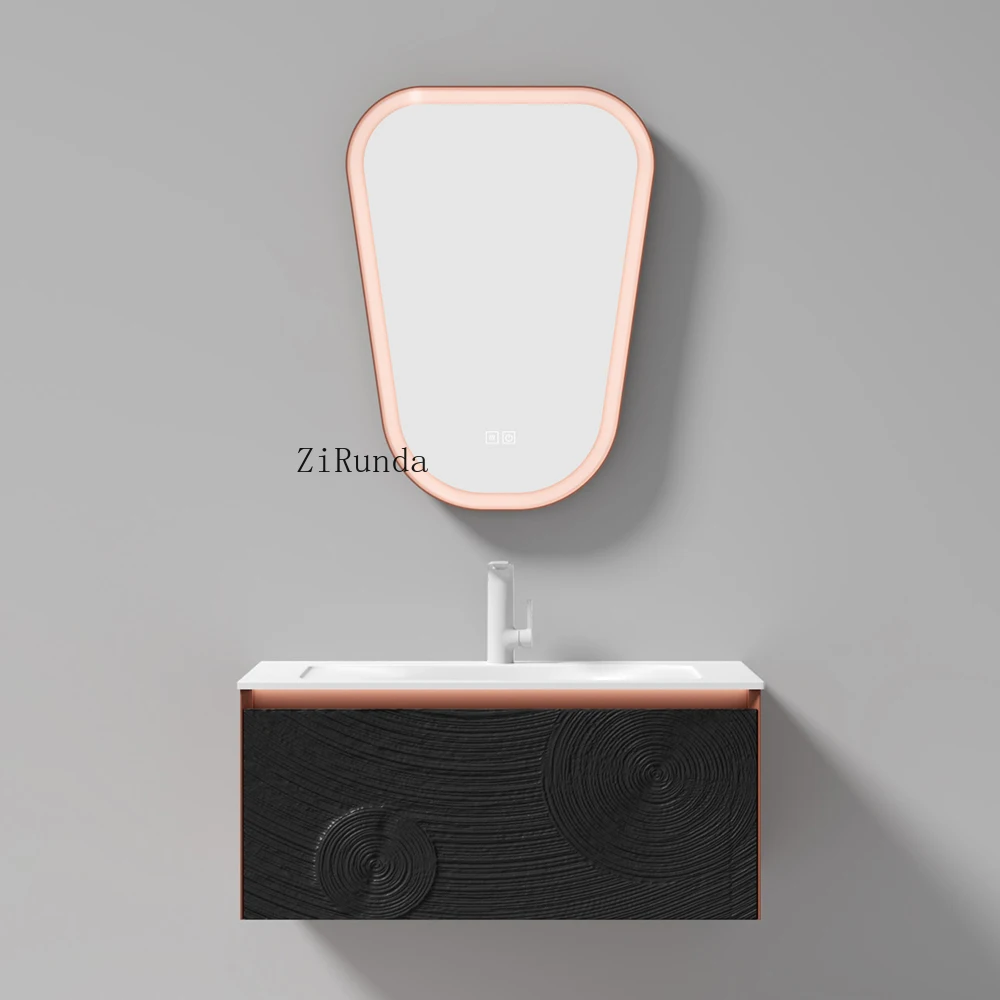 Black WC Vanity Modern waterproof bathroom cabinet Vanity with sink and mirror