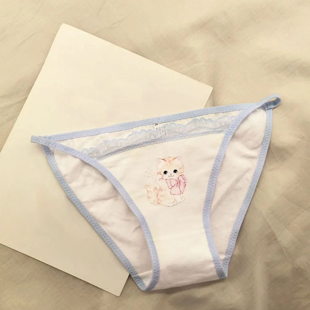 Spring Fashion Black Retro Cat Underwear Cool Cat Knickers For Girls Anime Cotton Thong Cute Comfortable Cotton