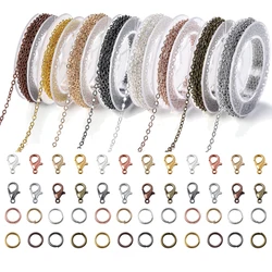 1 Set 3m catena per cavi in ferro catene sfuse catena a maglie con anelli di salto chiusure a moschettone per gioielli fai da te che fanno materiali per collana