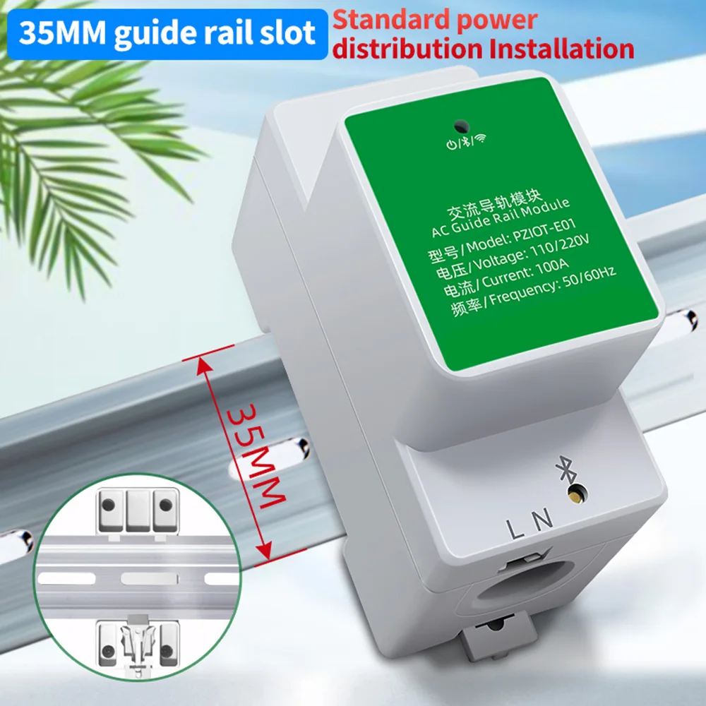 PZIOT-E01 Tuya Smart WiFi Kwh Energy Meter AC Single Phase DIN Rail Meter Wattmeter Voltmeter Ammeter Mobile App Remote Monitor