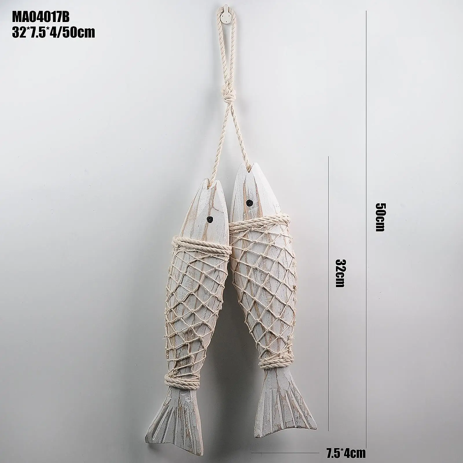 Wooden Fish Sculpture Hanging Wall Decoration Rustic Hand Carved for Nautical Room Hotel Coastal Ornament