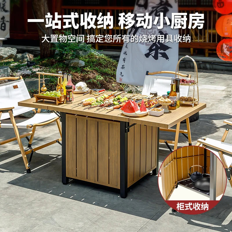 Outdoor barbecue table, surrounding stove, making tea, household balcony, tables and chairs, indoor courtyard, villa, charcoal r