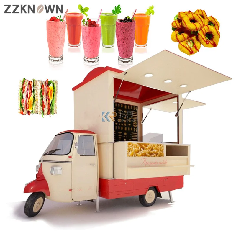 3ล้อรถสามล้อไฟฟ้า Tuk Tuk Street Mobile เบียร์บาร์ Taco อาหารรถบรรทุกไอศกรีมน้ำ Hotdog รถเข็นกาแฟ trailer