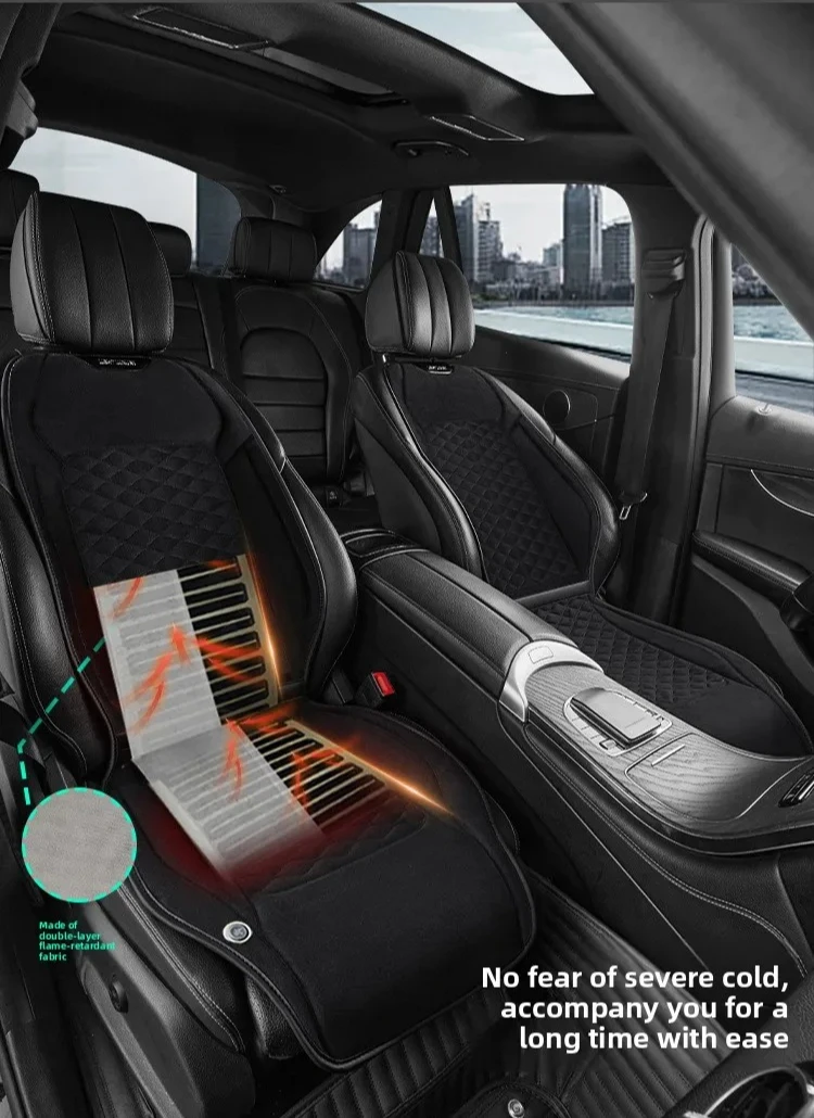 

12V Car Cigarette Lighter Powered Heating Car Seat Cover 5 Motors Dual Zone Fast Heating Universal Car Seat Cushion with Massage
